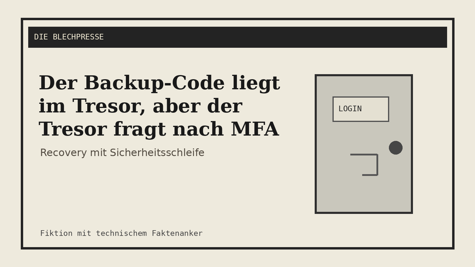 Der Backup-Code liegt im Tresor, aber der Tresor fragt nach MFA