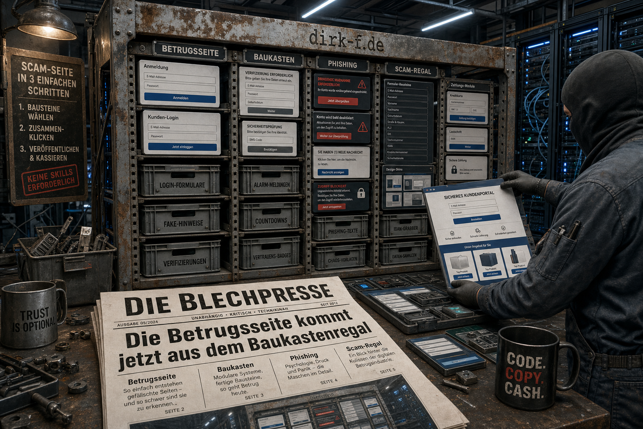 Die Betrugsseite kommt jetzt aus dem Baukastenregal