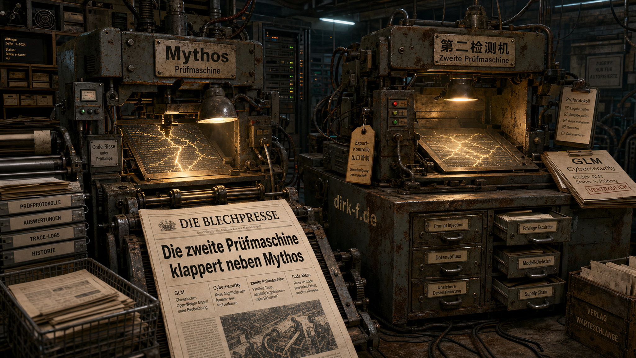 Die zweite Prüfmaschine klappert neben Mythos